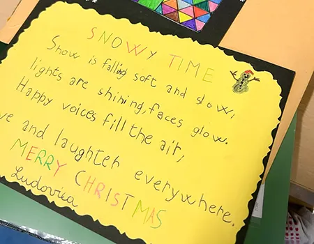 Selbstgeschriebene Weihnachtskarte