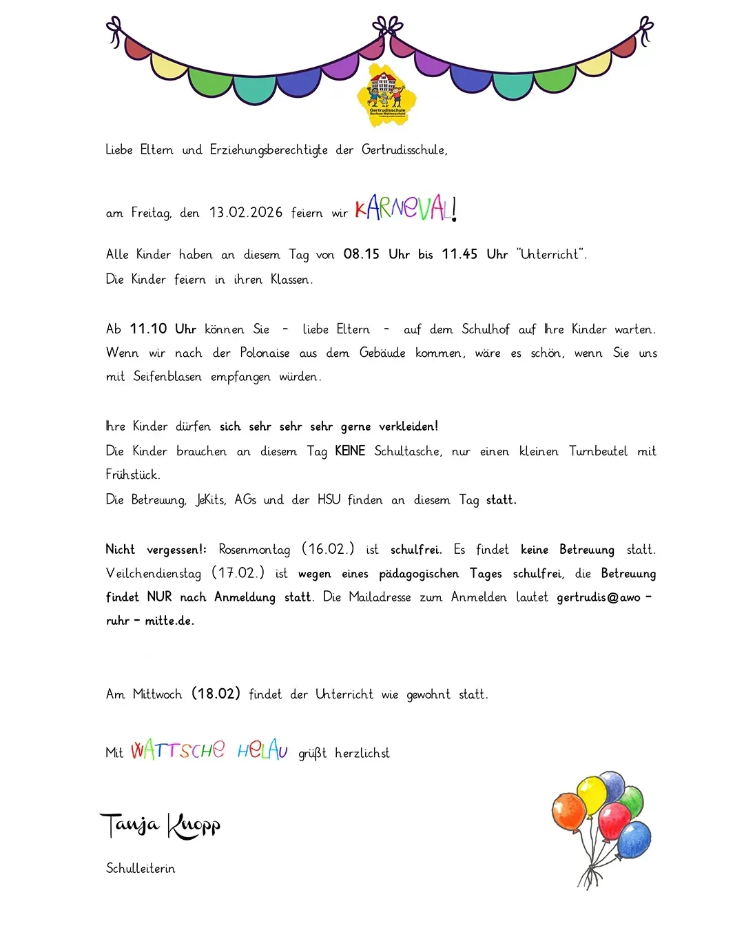 Elternbrief zum Karneval; PDF-Datei (237 KB) öffnent in separatem Fenster